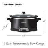 Hamilton Beach Portable 7 Quart Programmable Slow Cooker with Three Temperature Settings, Lid Latch Strap for Easy Travel, Dishwasher Safe Crock, Black (33474G) Hamilton Beach