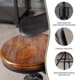 LOKKHAN Set of 2 Rustic Industrial Bar Stool-24-30 Tall Adjustable Metal Swivel Wooden Top Barstools-Counter Height Bar Height-Vintage Farmhouse Kitchen Breakfast Cafe Stool-with Backrest LOKKHAN