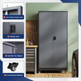 Yizosh Metal Garage Storage Cabinet with Locking Doors and Adjustable Shelves,- 75" Rolling Steel Tool Cabinet for Home Office,Garage,Warehouse Yizosh