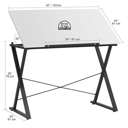 Studio Designs Modern Axiom Artists Drawing Table - Charcoal and White - WoodArtSupply