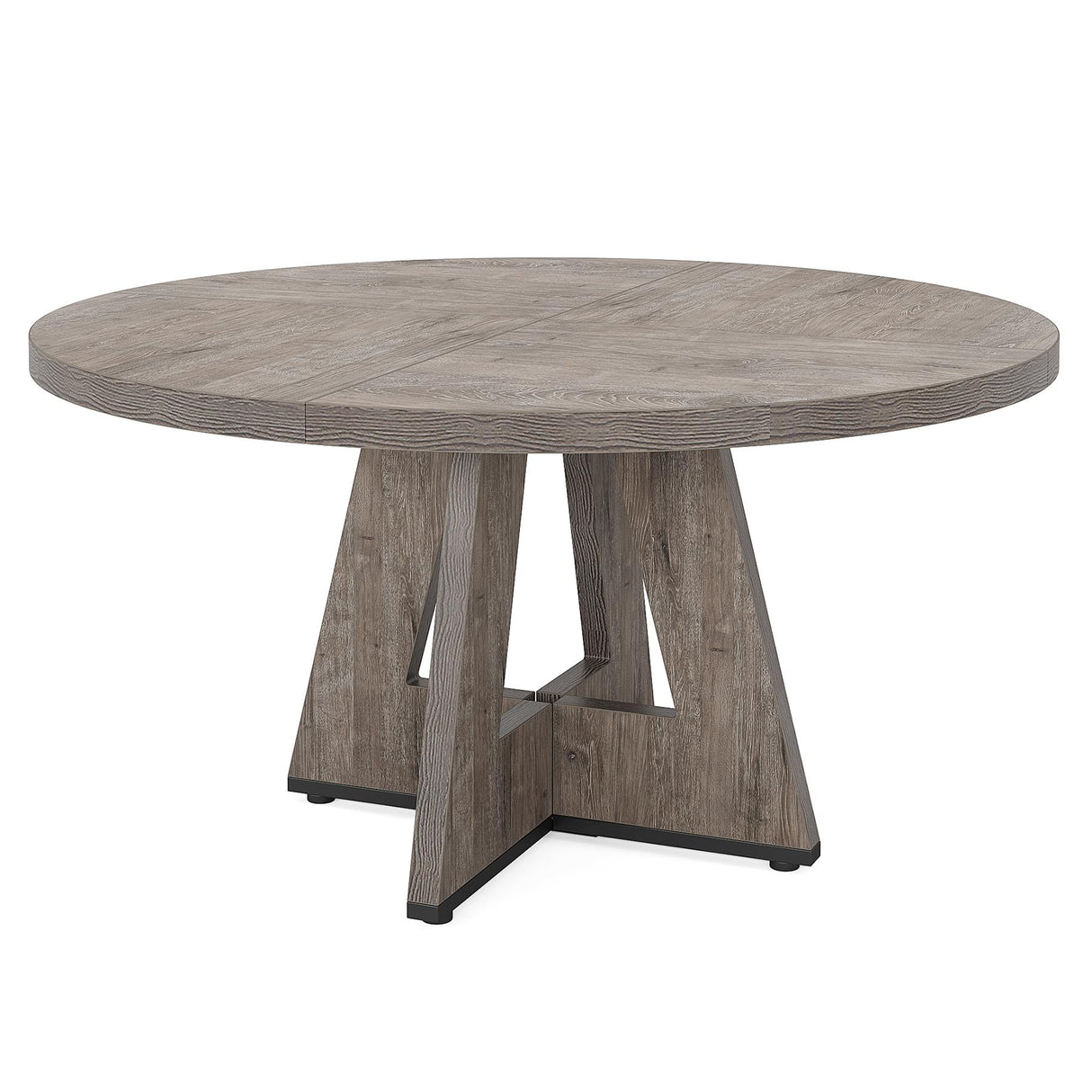 Tribesigns Round Dining Table for 4, 47 Inch Grey Kitchen Table Small Dinner Table Farmhouse Wood Kitchen Dinning Table for Dining Room Kitchen,Living Room (Chairs not Included) Tribesigns