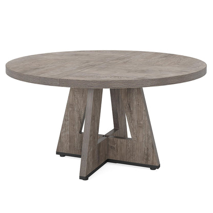 Tribesigns Round Dining Table for 4, 47 Inch Grey Kitchen Table Small Dinner Table Farmhouse Wood Kitchen Dinning Table for Dining Room Kitchen,Living Room (Chairs not Included) - WoodArtSupply