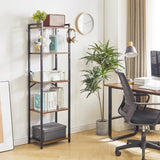 YMYNY Bookshelf, 5-Tier Ladder Shelf Organizer, Narrow Shelving Unit, Corner Storage Racks, Large Capacity Bookcase, for Home Office Living Room Balcony Bathroom, 57.7" H, Metal Frame,UHBC005H YMYNY