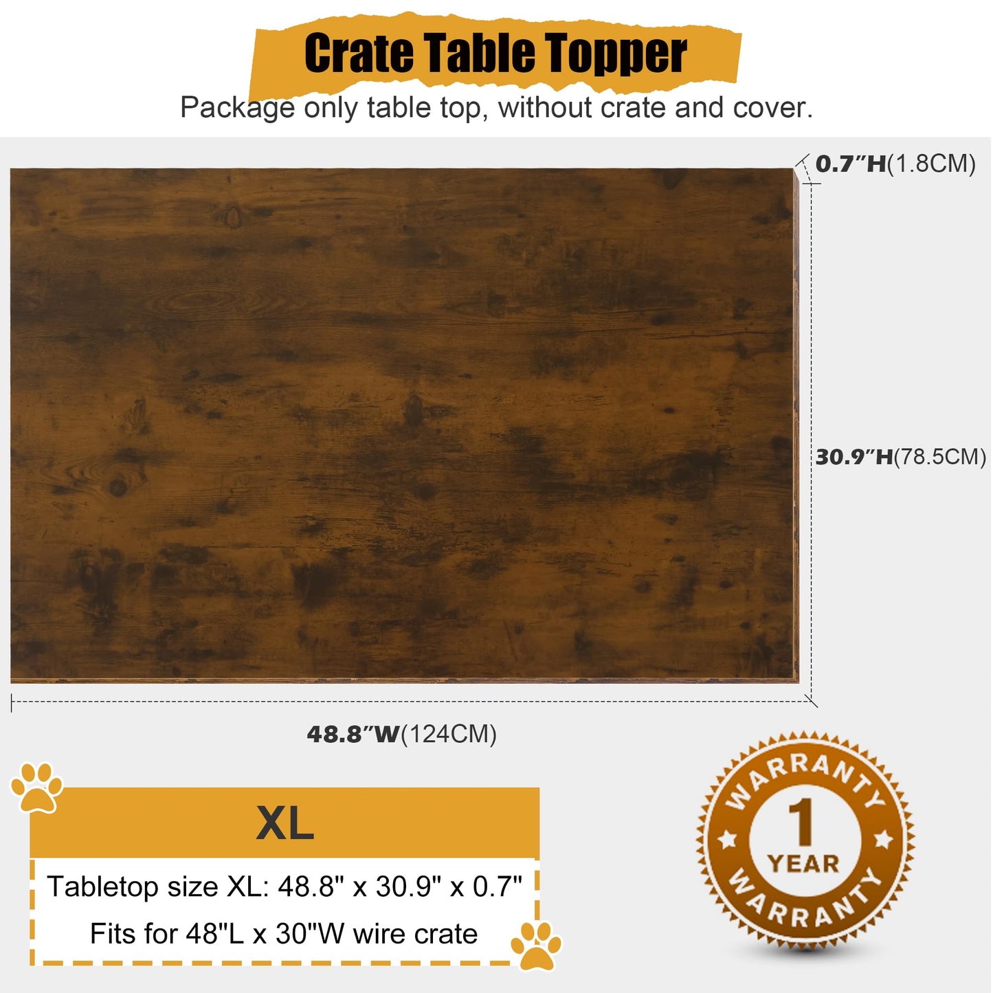 Deblue Dog Crate Table Topper, 48in Dog Kennel Table Topper, Rustic Style Decorative Dog Crate Table Topper for 48 Inches Wire Crate - WoodArtSupply