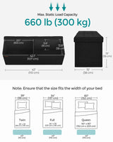 SONGMICS MAZIE Collection - 43 Inches Folding Storage Ottoman Bench, Ottoman Foot Rest, End of Bed Bench, Storage Chest, Load 660 lb, for Living Room, Bedroom, Entryway, Ink Black ULSF077B01 SONGMICS