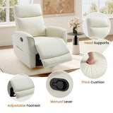 CANMOV Rocker Recliner Chair,360°Swivel Nursery Glider Recliner,Manual Recliner Sofa with Padded Armrest and Backrest,Leather Recliner for Small Spaces,Living Room,Bedroom,White CANMOV