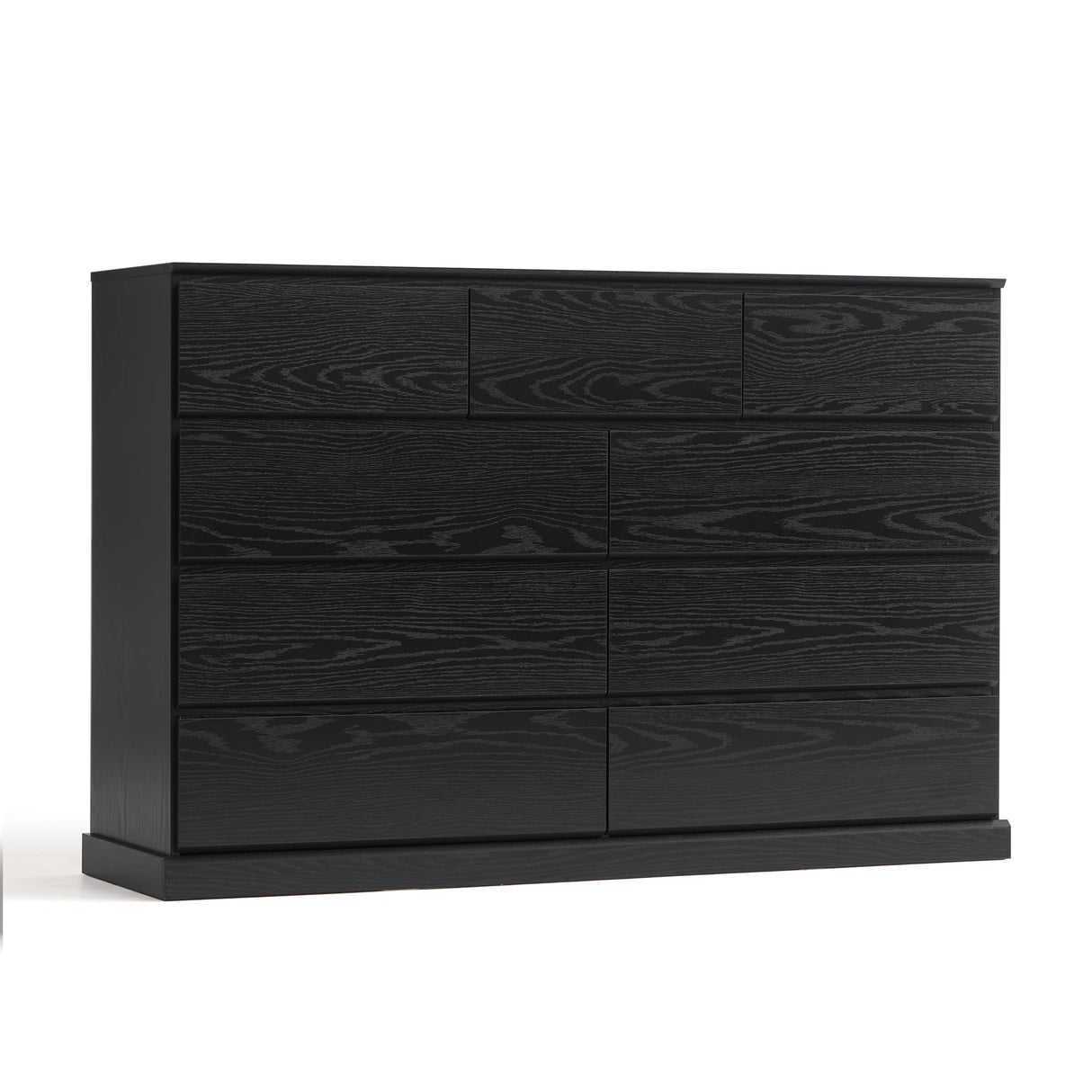 LINSY HOME 9 Drawer Dresser for Bedroom, 53" Wide Chest of Deep Drawers, Modern Farmhouse Wood Dressers with Storage, Large Drawer Organizer for Bedroom, Living Room, Handless Design, Black LINSY HOME
