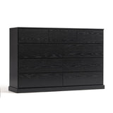 LINSY HOME 9 Drawer Dresser for Bedroom, 53" Wide Chest of Deep Drawers, Modern Farmhouse Wood Dressers with Storage, Large Drawer Organizer for Bedroom, Living Room, Handless Design, Black LINSY HOME