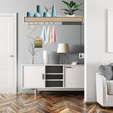 Floating Display Shelf with LED Light, 39 Inch Wall Mounted Wine Rack, Bar Unit Floating Shelves with 4 Wine Glass Holder, Light-Emitting Storage Display Stand for Entrance Kitchen Dining Room SLVUAFRN