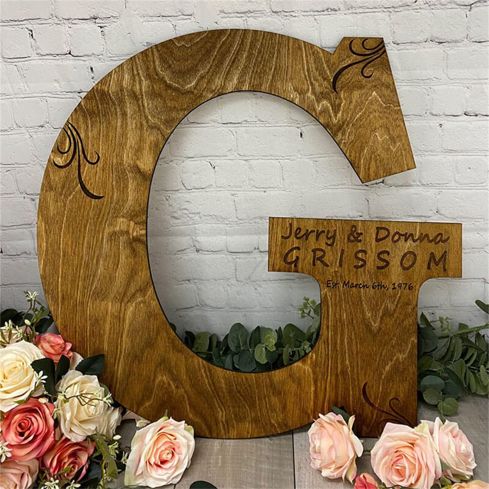 SSRUI Personalized Alternative Wedding Guest Book, First Letters of The Men/Women, Rustic Wedding Decor Guest Book Sign Fall Wedding Guest Book for - WoodArtSupply