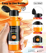 40 Pack Acrylic Paint Set with 12 Brushes, 2 Knives, Palette and Sponge, 24 Colors (60ml, 2oz) Art Craft Paint Gifts for Adults Kids Artists Beginners, Canvas Ceramic Wood Rock Pumpkin Painting Kit POPYOLA