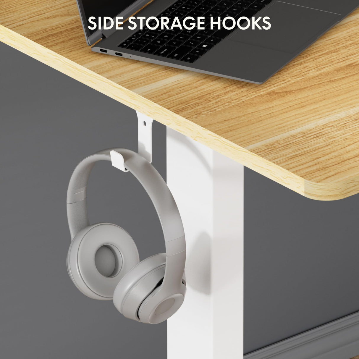 FLEXISPOT EN1 One-Piece Standing Desk 40 x 24 Inches Height Adjustable Desk Electric Sit Stand Up Desk Home Office Desks Computer Workstation (White Frame + Maple Desktop) FLEXISPOT