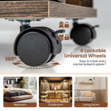 Byroce 360° Rotating Jewelry Armoire with Wheels, Lockable Jewelry Organizer W/ 3-Color LED Lights, Adjustable Shelves & Rear Storage, 64’’H Full Length Mirror Jewelry Cabinet Standing (Rustic Brown) Byroce