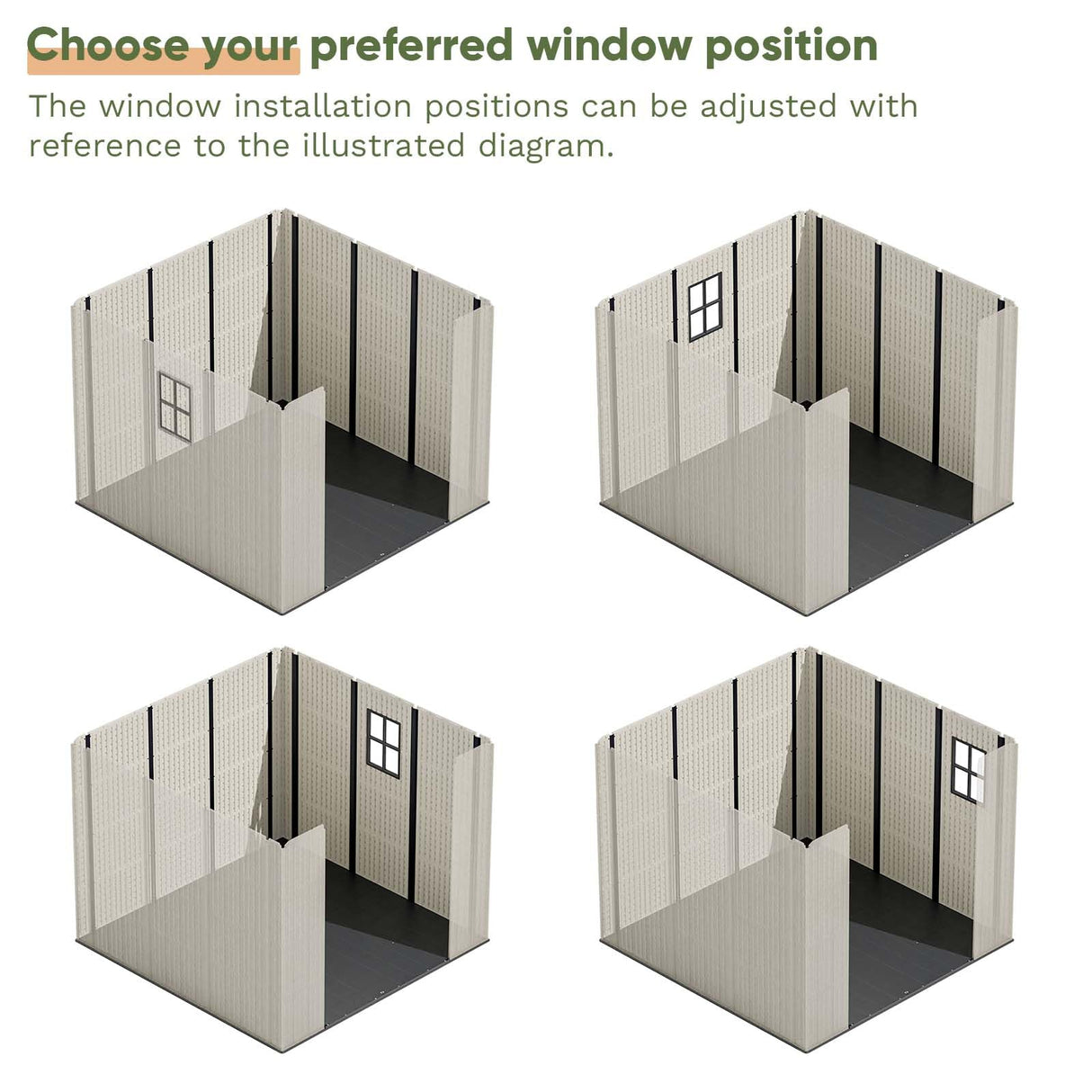 Patiowell 8 x 8 FT Plastic Outdoor Storage Shed with Floor, Resin Shed with Window and Lockable Door for Garden, Backyard, Tool Storage Use, Easy to Install in Beige (Kick-it Shed) Patiowell