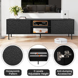 ANJ Modern TV Stand Console with Storage, 63-Inch, Textured Honeycomb Pattern, Black ANJ