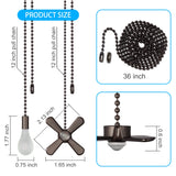 Ceiling Fan Pull Chain , Including 4Pcs Beaded Ball Fan Pull Chain Pendant, Extra 8Pcs Pull Loop Connectors, 2Pcs 36 inches Fan Pull Chain Extension. (Oil Rubbed Bronze) LDCREEE