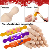 20PCS Mini Rolling Pins for Crafts, Small Wooden Dough Roller for Children in the Kitchen Baking and Imaginative Play, Wooden Tiered Tray Decorative for Halloween and Christmas Presents (4.1 Inches) FFNIU