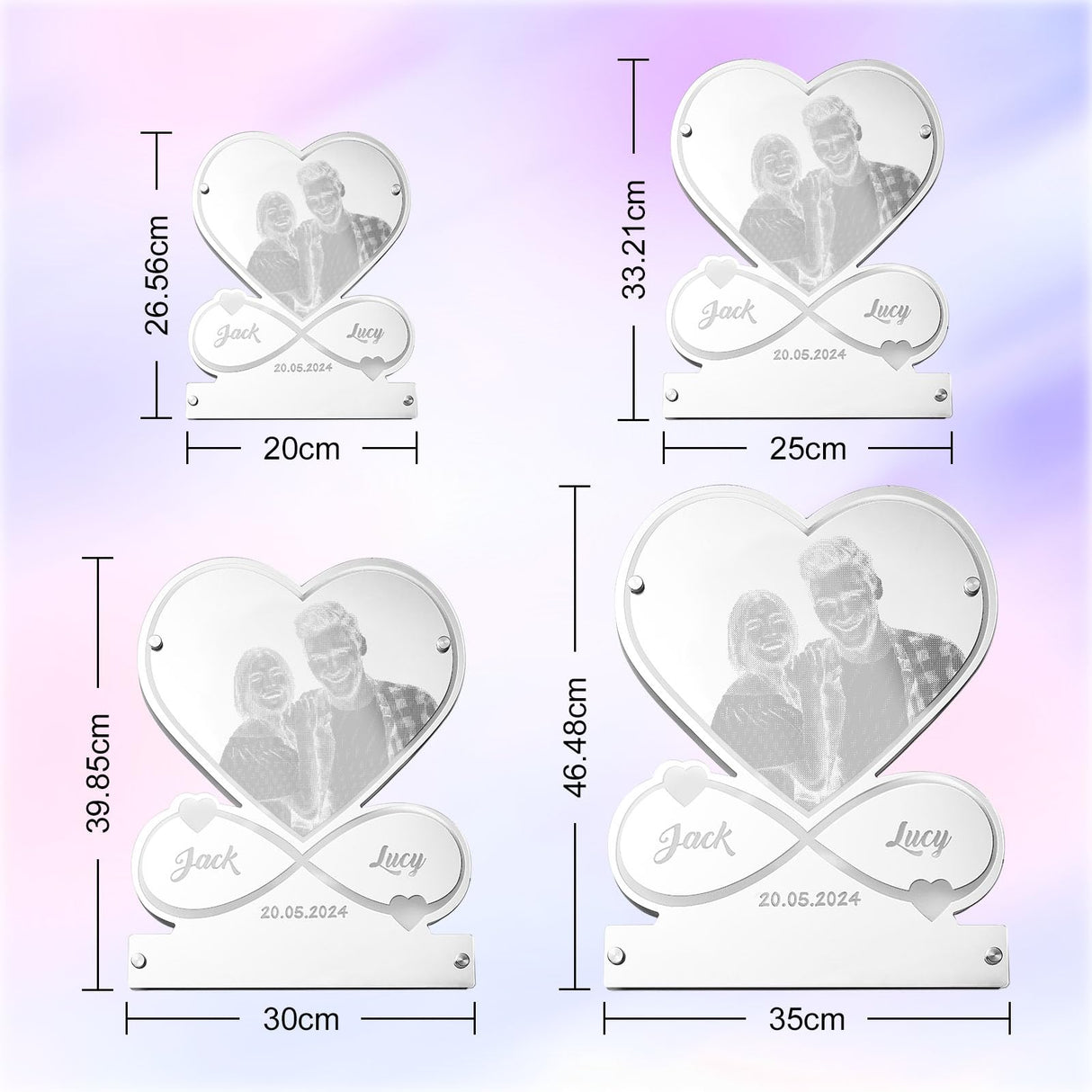 VEELU Personalized Infinity Love Name Mirror LED Light - Custom Heart Light Up Mirror Picture Frame with Photo, Customize LED Night Light Mirror Anniversary Couples Gifts for Women and Men VEELU