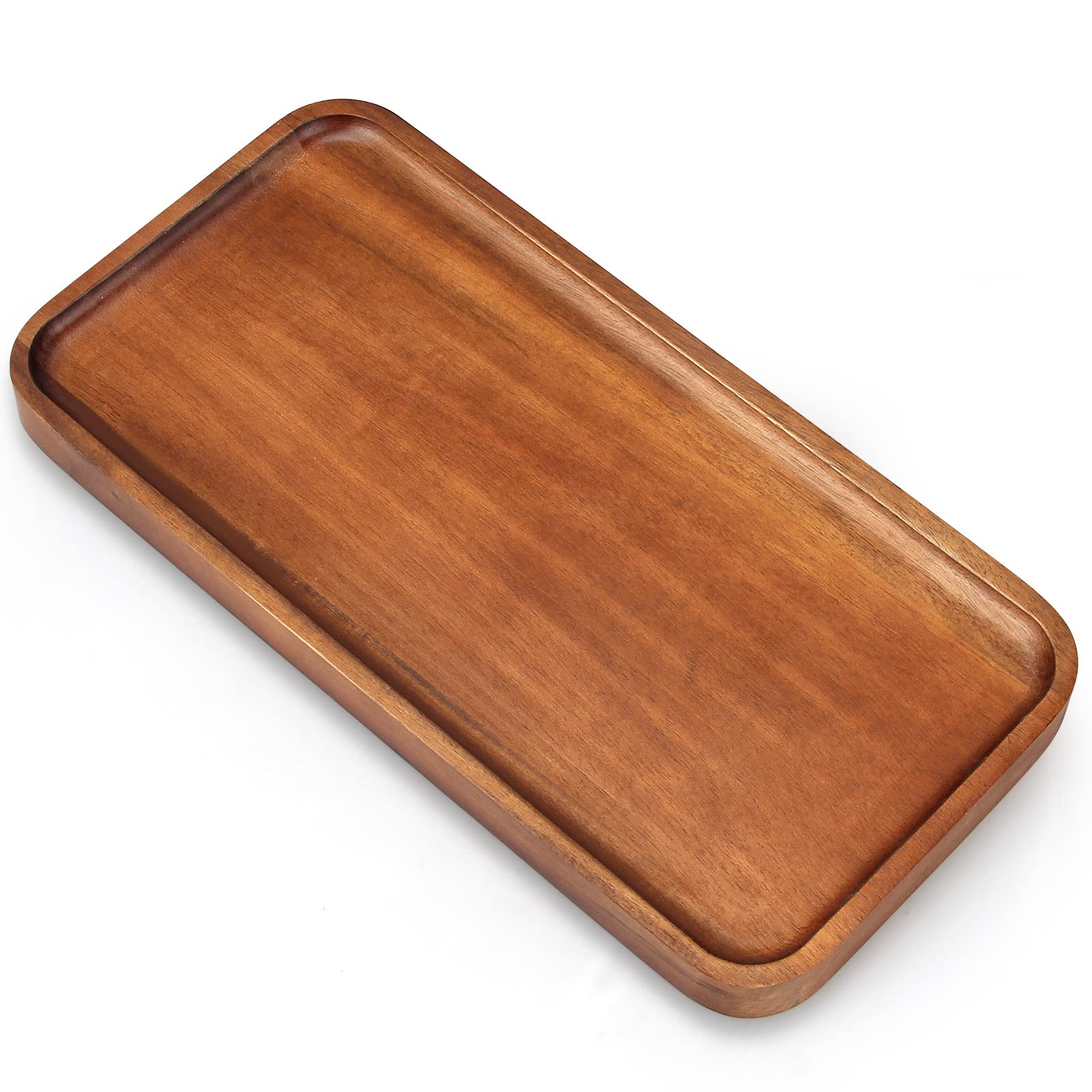 Acacia Wood Platters Small 12"x6" Long Charcuterie Board Rectangle Decorative Tray Wooden Serving Platter for Food Appetizer Cake Plates Kitchen Dish Cheese Boards Rectangular Snack Dessert T - WoodArtSupply