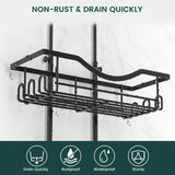Shower Caddy Hanging Adjustable Shower Caddy, Rustproof Shower Organizer Extended Length Shower Caddy Over Shower Head with Hooks Soap Holder, Large Capacity Anti-Swing Bathroom Organizer, Black REINHARDT