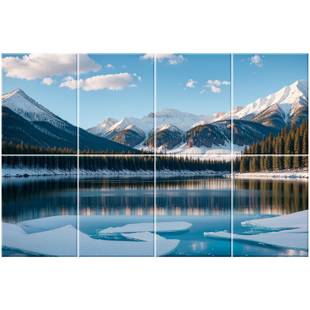 HIRESC 8 Pack Art Acoustic Panels Sound Proof Foam for Walls, 48X32 Inches Decorative Sound Absorbing Panels for Bedroom, Adhesive Included, Glaciers HIRESC