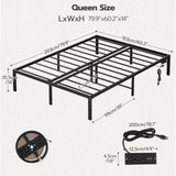 HOOBRO Queen Bed Frame with Smart LED Lights and Integrated Charging Station HOOBRO