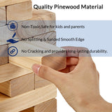 ApudArmis Giant Tumble Tower (Stack from 2Ft to Over 4.2Ft), 54 PCS Pine Wooden Stacking Timber Game with 1 Dice Set - Classic Block Giant Outdoor Game for Teens Adults Family ApudArmis