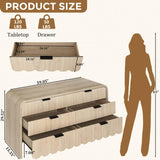 CLLASOU 6 Drawer Dresser for Bedroom, Wood Storage Dresser with Drawers and Metal Handle, Fluted Dressers TV Stand, Modern Closet Chest of Drawers for Bedroom (Beige) CLLASOU