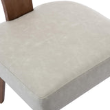 BESTANO Rattan Farmhouse Dining Chair Set of 4, Faux Leather Upholstered Cane Dining Chair with Curved Backrest and Natural Wood Legs, Mid Century Modern Dining Chairs Armless Side Chair, Grey BESTANO