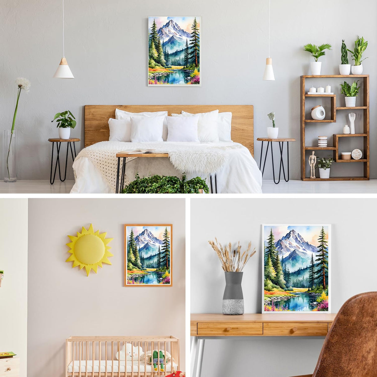 GDYEEH DIY 5D Snowy Mountain Diamond Art Kits, Round Full Drill Sparkling Forest Diamond Painting Picture, River Painting Art Kits Craft for Adults Beginners, Home Wall Decor 12x16 inch GDYEEH