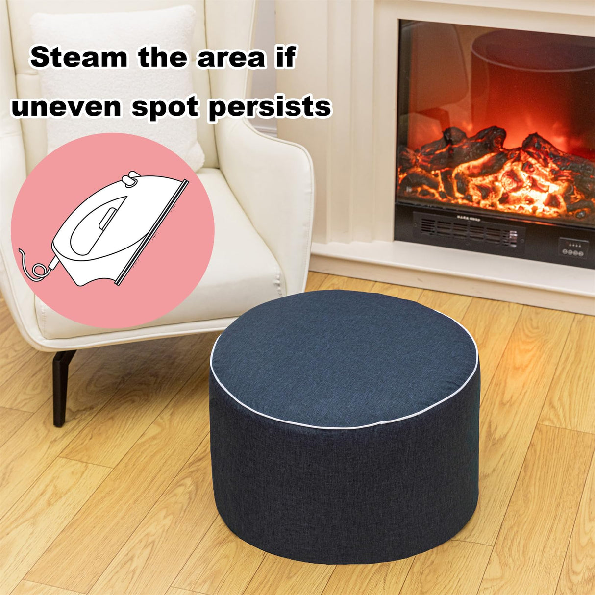 AbunHeri Outdoor Ottoman Outdoor Ottomans for Patio 19x12 Inches Modern Lightweight Foam Stuffed Pouf Outdoor Footstool Footrest Foot Stool Waterproof (Navy Blue) AbunHeri