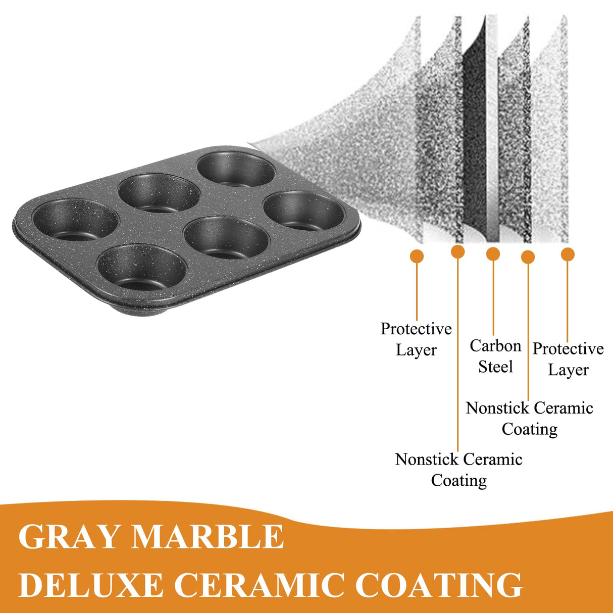 Walooza Muffin Cupcake Pan, Muffin Tins Nonstick 6, Muffin Top Cookie Cheese Cake Pan for Baking, Toast Oven Baking Supplies Small Cake Pans Muffin Cups Non Stick Walooza