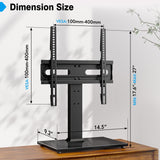 Universal TV Stand - Table Top TV Stand for 27-60 inch LCD LED TVs - 9 Level Height Adjustable TV Base Stand with Tempered Glass Base & Wire Management, VESA 400x400mm Hemudu
