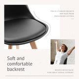 Sweetcrispy Dining Chairs Set of 8, Kitchen Room PU Leather Mid Century Modern Chairs, Upholstered Dining Desk Chairs with Wood Legs for Home Kitchen, Black Sweetcrispy