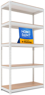 HOMEDANT 5 Tier White Storage Shelves Adjustable Laminated Boltless Garage Metal Shelving Unit Heavy Duty Utility Rack Shelf Warehouse Pantry Closet Kitchen 35.9" W x 16.2" D x 71.3" H White 1Pack HOMEDANT