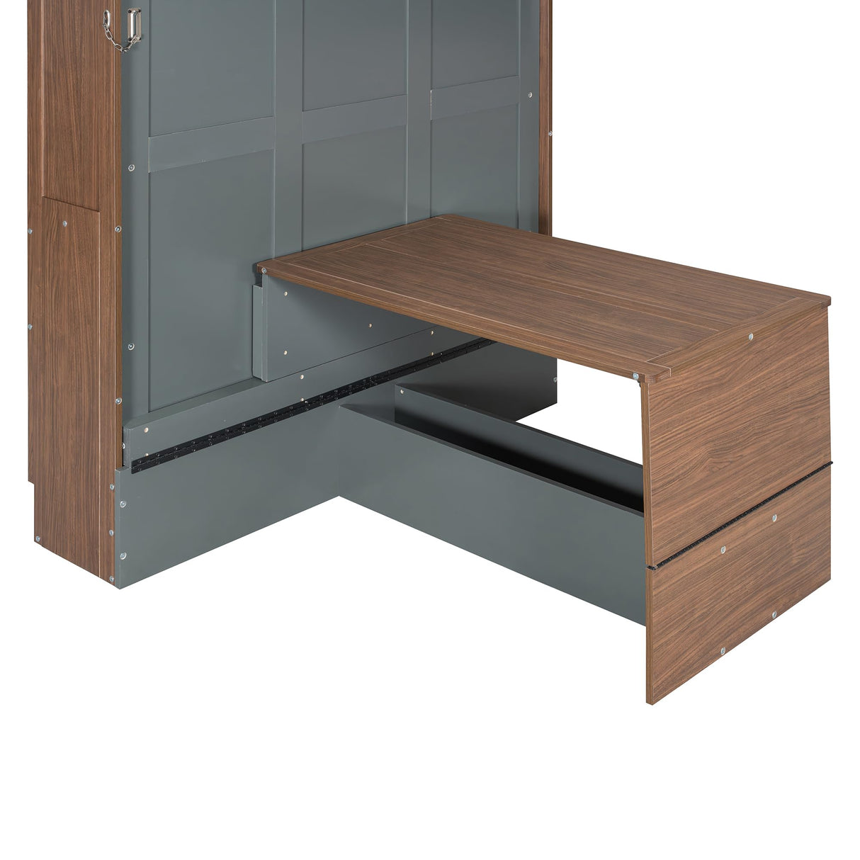 THINK 30 Murphy Bed with Foldable Desk – Space Saving Wall Bed, Full Size, Walnut & Gray THINK 30