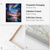 VIGEGU Aurora Paint by Numbers Kit for Adults with Framed,Starry Sky Landscape Paint by Number DIY Adult Paint by Number Kits Acrylic Oil Painting for Wall Decor 10x12in VIGEGU