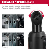 Eastvolt 12V Cordless Electric Ratchet Wrench Set, 3/8 Inch 35 Ft-lbs Power Wrench Tool Kit with Fast Charger, 2.0Ah Lithium-Ion Battery, 7-Pieces 3/8 Inch Metric Sockets and 1/4" Adaptor, Black + Red Eastvolt