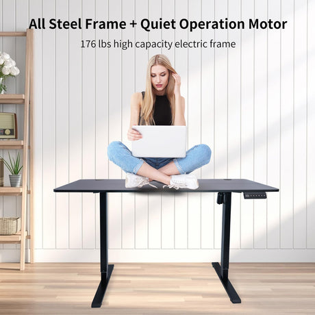 NICECOZY Electric Standing Computer Desk Frame, Height Adjustable Table Legs, Sit Stand Desk Legs for Home and Office (Black Frame Only) NICECOZY