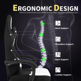 Gaming Chair, Ergonomic Computer Chair with Footrest, Big Tall PC Gamer Chair with Headrest and Massage Lumbar Support, 360° Swivel Height Adjustable Fabric Video Office Chairs for Adults (White) SITMOD