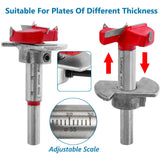 35mm Concealed Hinge Jig Kit, Bestgle Woodworking Tool Drill Bits Hinge Drilling Hole Router Jig for Cabinet Cupboard Door Installation, Hinge Hole Drill Guide Set with 35mm Forstner Bit Bestgle