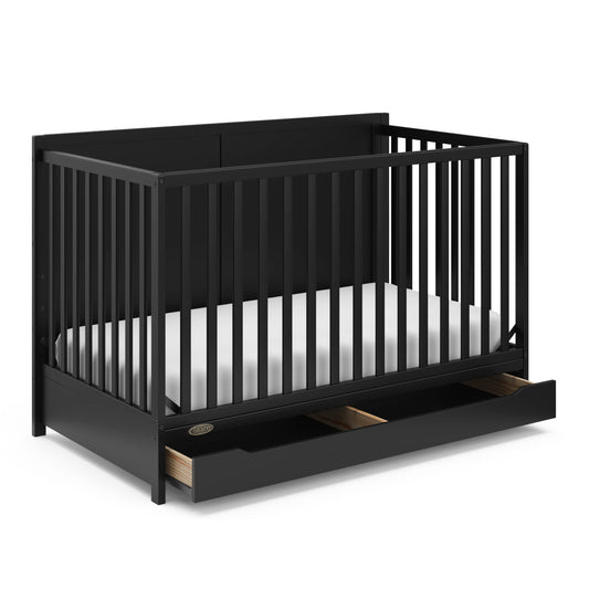 Graco Melrose 5-in-1 Convertible Crib with Drawer (Black) - WoodArtSupply