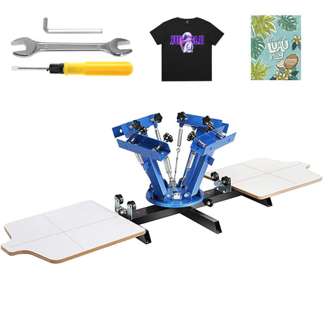VEVOR Screen Printer 4 Color 2 Station Silk Screen Printing Kit 55x45cm T-Shirt Screen Printing Machine Screenprint Press (4 Color 2 Station) VEVOR