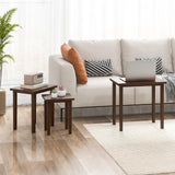 Giantex Nesting Tables Set of 3, Farmhouse Stacking Side Tables with Rubber Legs, Wooden Rectangle Accent End Tables, Nesting Coffee Tables for Living Room Bedroom, Walnut Giantex