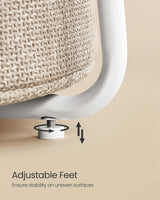 VASAGLE Nightstands, Set of 2 Small Round Side Tables with Fabric Basket, Bedside End Tables, for Bedroom, Matte White and Camel Brown ULCT665W01 VASAGLE