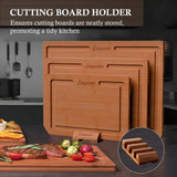 Empune Bamboo Cutting Board Set, Wood Cutting Boards for Kitchen with Holder Wooden Chopping Board for Meal Prep & Serving Empune