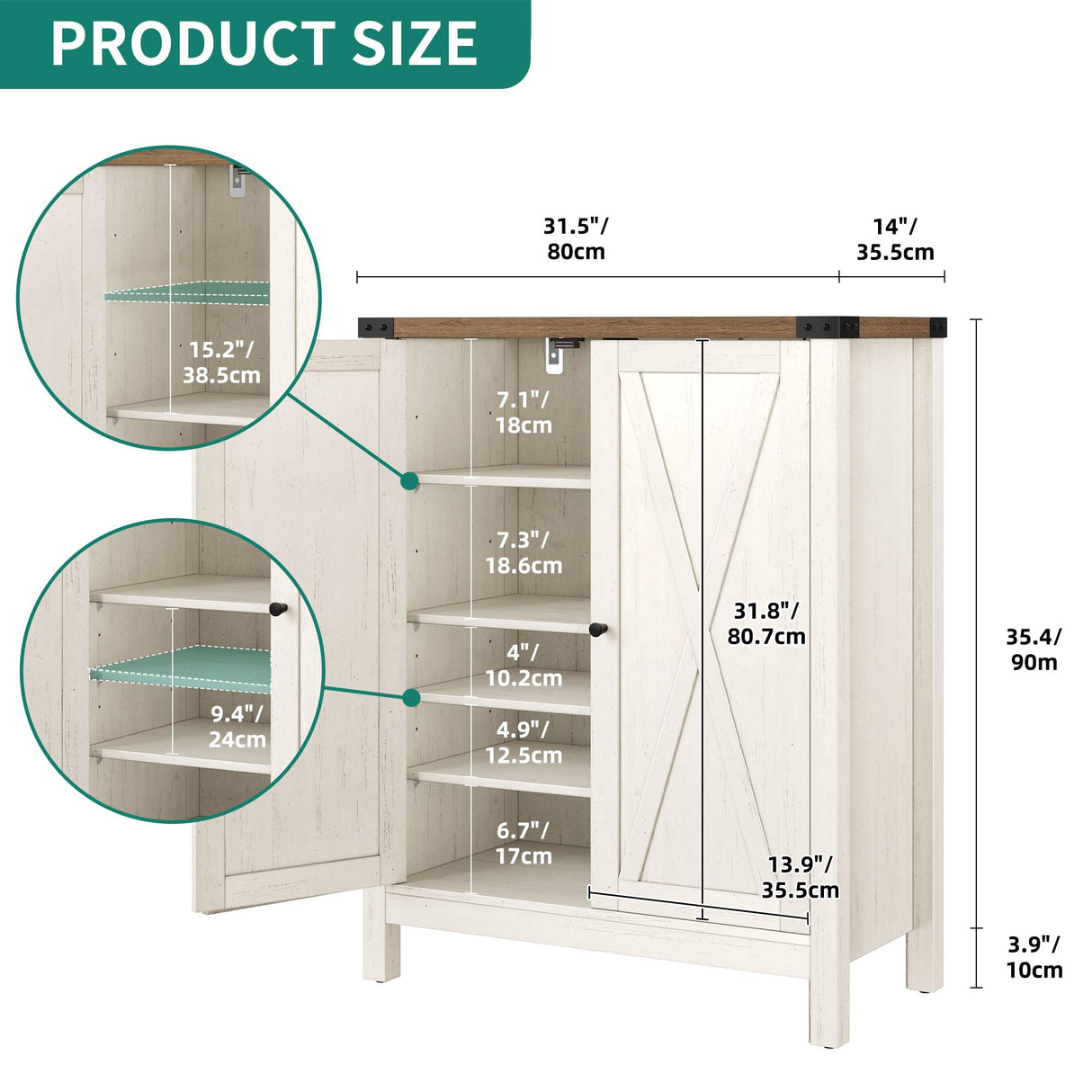 YITAHOME Shoe Cabinet with Doors, Farmhouse 5-Tier Shoe Storage Cabinet for Entryway, Large Capacity Wooden Shoes Rack Organizer for Entryway/Hallway/Closet, Beige YITAHOME