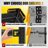 RPGHJJ 59" W Garage Shelving Heavy Duty Garage Storage Shelves Metal Shelving Unit 5T Adjustable Industrial Utility Shelf 3000LBS Black Organization Rack for Warehouse Storage,72" H x 59" W x 20" D RPGHJJ