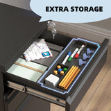 Guizeeopo Filing Cabinets for Home Office, Mobile File Cabinet with Lock, 3 Drawer Filing Cabinet for A4/Letter/Legal Size Folder, Fully Assembled Except Casters, Matte Black Guizeeopo