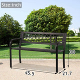 Dkelincs Outdoor Benches Clearance Garden Benches Metal Park Bench for Outside 480bls Bearing Capacity Cast Iron Patio Furniture for Porch Yard Deck Entryway Dkelincs